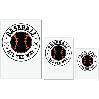                       UDNAG Untearable Waterproof Stickers 155GSM 'Baseball | Baseball All The Way' A4 x 1pc, A5 x 1pc & A6 x 2pc                                              