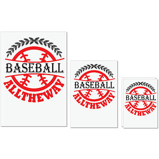                       UDNAG Untearable Waterproof Stickers 155GSM 'Baseball | BASEBALL ALLTHEWAY' A4 x 1pc, A5 x 1pc & A6 x 2pc                                              