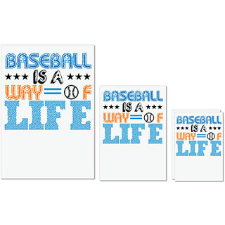                       UDNAG Untearable Waterproof Stickers 155GSM 'Baseball | BASEBALL IS A WAY OF LIFE' A4 x 1pc, A5 x 1pc & A6 x 2pc                                              