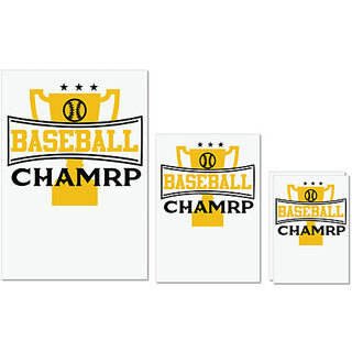                       UDNAG Untearable Waterproof Stickers 155GSM 'Baseball | BASEBALLChamp' A4 x 1pc, A5 x 1pc & A6 x 2pc                                              