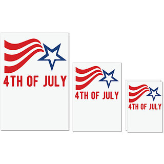                       UDNAG Untearable Waterproof Stickers 155GSM 'American Independance Day | 4th of July' A4 x 1pc, A5 x 1pc & A6 x 2pc                                              