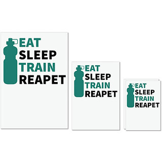                       UDNAG Untearable Waterproof Stickers 155GSM 'Life cycle | Eat sleep' A4 x 1pc, A5 x 1pc & A6 x 2pc                                              