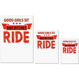                       UDNAG Untearable Waterproof Stickers 155GSM 'Rider | Good Girls Sit Bad Bitches' A4 x 1pc, A5 x 1pc & A6 x 2pc                                              