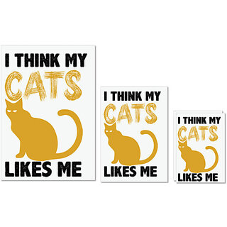                       UDNAG Untearable Waterproof Stickers 155GSM 'Cats | I think my cats like me' A4 x 1pc, A5 x 1pc & A6 x 2pc                                              