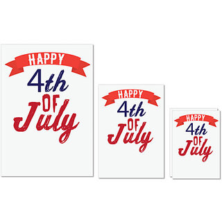                       UDNAG Untearable Waterproof Stickers 155GSM 'Happy 4th july' A4 x 1pc, A5 x 1pc & A6 x 2pc                                              