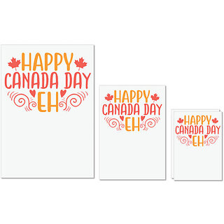                       UDNAG Untearable Waterproof Stickers 155GSM 'Happy Canada Day | happy canada day eh' A4 x 1pc, A5 x 1pc & A6 x 2pc                                              