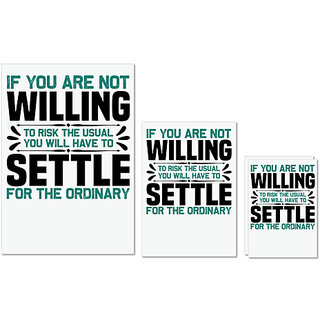                       UDNAG Untearable Waterproof Stickers 155GSM 'Willing settle | If you are' A4 x 1pc, A5 x 1pc & A6 x 2pc                                              