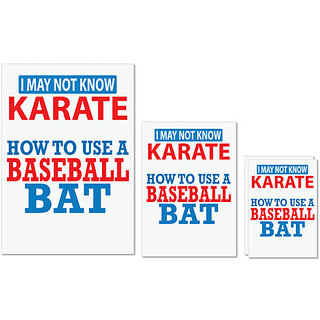                       UDNAG Untearable Waterproof Stickers 155GSM 'Baseball | I May Not Know Karate' A4 x 1pc, A5 x 1pc & A6 x 2pc                                              