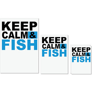                       UDNAG Untearable Waterproof Stickers 155GSM 'Fishing | Keep Calm & Fish' A4 x 1pc, A5 x 1pc & A6 x 2pc                                              
