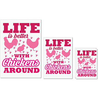                       UDNAG Untearable Waterproof Stickers 155GSM 'Chicken | Life is better' A4 x 1pc, A5 x 1pc & A6 x 2pc                                              