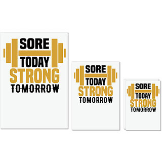                       UDNAG Untearable Waterproof Stickers 155GSM 'Gym | Sore today' A4 x 1pc, A5 x 1pc & A6 x 2pc                                              