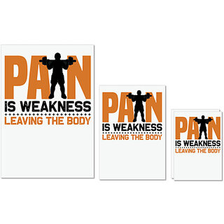 UDNAG Untearable Waterproof Stickers 155GSM 'Gym | Pain is weakness' A4 x 1pc, A5 x 1pc & A6 x 2pc UDNAG Untearable Waterproof Stickers 155GSM 'Gym | Pain is weakness' A4 x 1pc, A5 x 1pc & A6 x 2pc