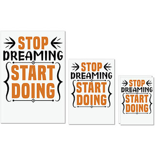                       UDNAG Untearable Waterproof Stickers 155GSM 'Dreaming and Doing | Stop dreaming' A4 x 1pc, A5 x 1pc & A6 x 2pc                                              