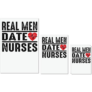                       UDNAG Untearable Waterproof Stickers 155GSM 'Nurse | Real Men Date Nurses' A4 x 1pc, A5 x 1pc & A6 x 2pc                                              