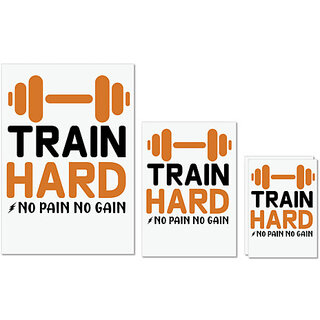                       UDNAG Untearable Waterproof Stickers 155GSM 'Gym | Train hard no' A4 x 1pc, A5 x 1pc & A6 x 2pc                                              