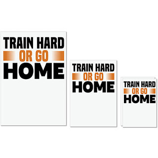                       UDNAG Untearable Waterproof Stickers 155GSM 'Gym | Train hard or go' A4 x 1pc, A5 x 1pc & A6 x 2pc                                              