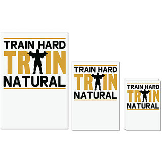                       UDNAG Untearable Waterproof Stickers 155GSM 'Gym | Train hard' A4 x 1pc, A5 x 1pc & A6 x 2pc                                              