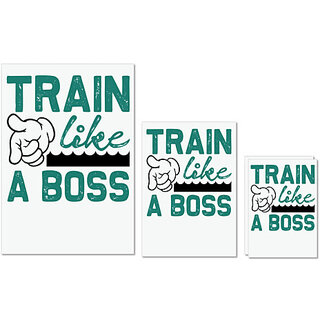                       UDNAG Untearable Waterproof Stickers 155GSM 'Gym | Train like a Boss' A4 x 1pc, A5 x 1pc & A6 x 2pc                                              