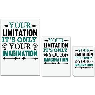                       UDNAG Untearable Waterproof Stickers 155GSM 'Limitation imagination | Your limitation' A4 x 1pc, A5 x 1pc & A6 x 2pc                                              