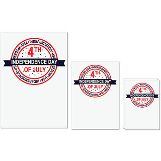                      UDNAG Untearable Waterproof Stickers 155GSM 'American Independance Day | USA Freedom' A4 x 1pc, A5 x 1pc & A6 x 2pc                                              