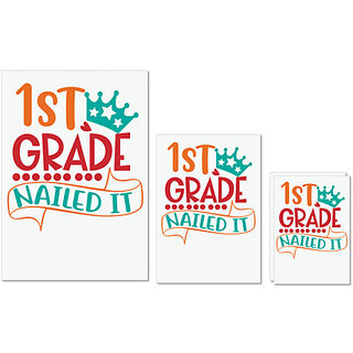                       UDNAG Untearable Waterproof Stickers 155GSM 'School | 1st grade nailed it' A4 x 1pc, A5 x 1pc & A6 x 2pc                                              