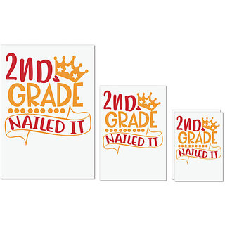                       UDNAG Untearable Waterproof Stickers 155GSM 'School | 2nd grade nailed it' A4 x 1pc, A5 x 1pc & A6 x 2pc                                              