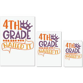                       UDNAG Untearable Waterproof Stickers 155GSM 'School | 4th grade nailed it' A4 x 1pc, A5 x 1pc & A6 x 2pc                                              