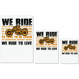                       UDNAG Untearable Waterproof Stickers 155GSM 'Rider | We ride to live' A4 x 1pc, A5 x 1pc & A6 x 2pc                                              