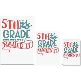                       UDNAG Untearable Waterproof Stickers 155GSM 'School | 5th grade nailed it' A4 x 1pc, A5 x 1pc & A6 x 2pc                                              