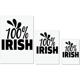                      UDNAG Untearable Waterproof Stickers 155GSM 'Irish | 100% irish' A4 x 1pc, A5 x 1pc & A6 x 2pc                                              