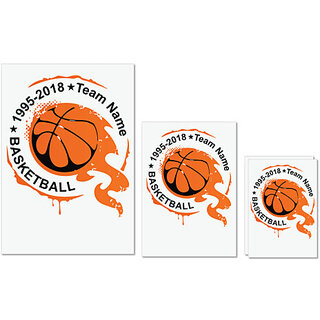                       UDNAG Untearable Waterproof Stickers 155GSM 'Basketball | 1995-2018 Team Name' A4 x 1pc, A5 x 1pc & A6 x 2pc                                              