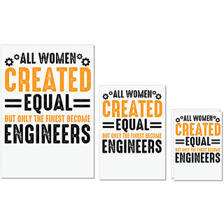                       UDNAG Untearable Waterproof Stickers 155GSM 'Woman Engineer | ALL WOMEN CREATED' A4 x 1pc, A5 x 1pc & A6 x 2pc                                              