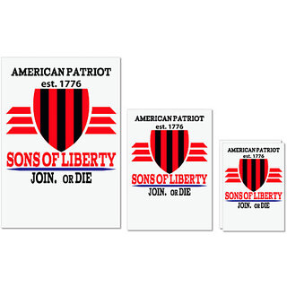                       UDNAG Untearable Waterproof Stickers 155GSM 'Sons of Liberty | American Patriot est 1776' A4 x 1pc, A5 x 1pc & A6 x 2pc                                              