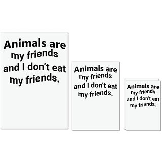                       UDNAG Untearable Waterproof Stickers 155GSM 'Animals | Animals are my friends' A4 x 1pc, A5 x 1pc & A6 x 2pc                                              