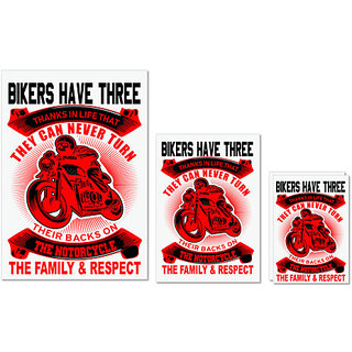                       UDNAG Untearable Waterproof Stickers 155GSM 'Biker | BIKERS HAVE THREE' A4 x 1pc, A5 x 1pc & A6 x 2pc                                              