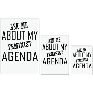                      UDNAG Untearable Waterproof Stickers 155GSM 'Feminist | ASK ME ABOUT MY' A4 x 1pc, A5 x 1pc & A6 x 2pc                                              