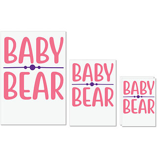                       UDNAG Untearable Waterproof Stickers 155GSM 'Bear | BABY BEAR' A4 x 1pc, A5 x 1pc & A6 x 2pc                                              