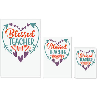                       UDNAG Untearable Waterproof Stickers 155GSM 'Teacher | blessed teacherrr' A4 x 1pc, A5 x 1pc & A6 x 2pc                                              