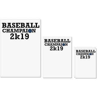                       UDNAG Untearable Waterproof Stickers 155GSM 'Baseball | BASEBALL CHAMPAION' A4 x 1pc, A5 x 1pc & A6 x 2pc                                              