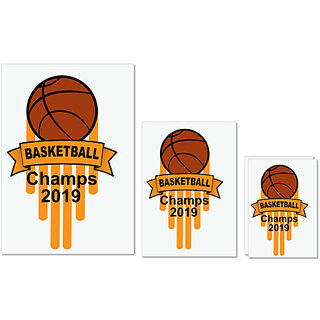                       UDNAG Untearable Waterproof Stickers 155GSM 'Basketball | BASKETBALL CHAMPS' A4 x 1pc, A5 x 1pc & A6 x 2pc                                              