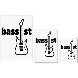                       UDNAG Untearable Waterproof Stickers 155GSM 'Guitar | bassst' A4 x 1pc, A5 x 1pc & A6 x 2pc                                              
