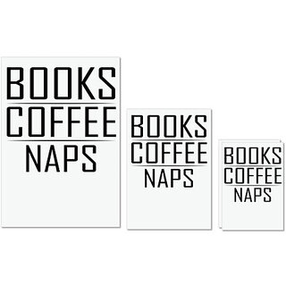                      UDNAG Untearable Waterproof Stickers 155GSM 'Books | BOOKS COFFEE NAPS' A4 x 1pc, A5 x 1pc & A6 x 2pc                                              