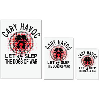                       UDNAG Untearable Waterproof Stickers 155GSM 'Dog of War | cary havoc let slep' A4 x 1pc, A5 x 1pc & A6 x 2pc                                              