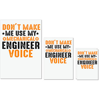                       UDNAG Untearable Waterproof Stickers 155GSM 'Engineer | Don't Make Me Use My' A4 x 1pc, A5 x 1pc & A6 x 2pc                                              