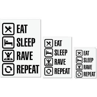 UDNAG Untearable Waterproof Stickers 155GSM 'Life | eat sleep rave repeat' A4 x 1pc, A5 x 1pc & A6 x 2pc UDNAG Untearable Waterproof Stickers 155GSM 'Life | eat sleep rave repeat' A4 x 1pc, A5 x 1pc & A6 x 2pc