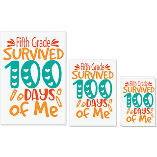                       UDNAG Untearable Waterproof Stickers 155GSM 'School | fifth Grade survived 100 days of me' A4 x 1pc, A5 x 1pc & A6 x 2pc                                              