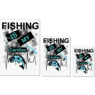                       UDNAG Untearable Waterproof Stickers 155GSM 'Fishing | FISHING IS MY CARDIAC' A4 x 1pc, A5 x 1pc & A6 x 2pc                                              