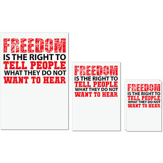                       UDNAG Untearable Waterproof Stickers 155GSM 'Freedom | Freedom is the right to' A4 x 1pc, A5 x 1pc & A6 x 2pc                                              