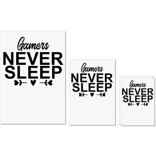                       UDNAG Untearable Waterproof Stickers 155GSM 'Gamer | GAMERS NEVER SLEEP' A4 x 1pc, A5 x 1pc & A6 x 2pc                                              