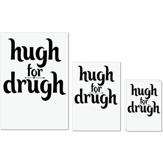                       UDNAG Untearable Waterproof Stickers 155GSM 'Hug | hugh for drugh' A4 x 1pc, A5 x 1pc & A6 x 2pc                                              